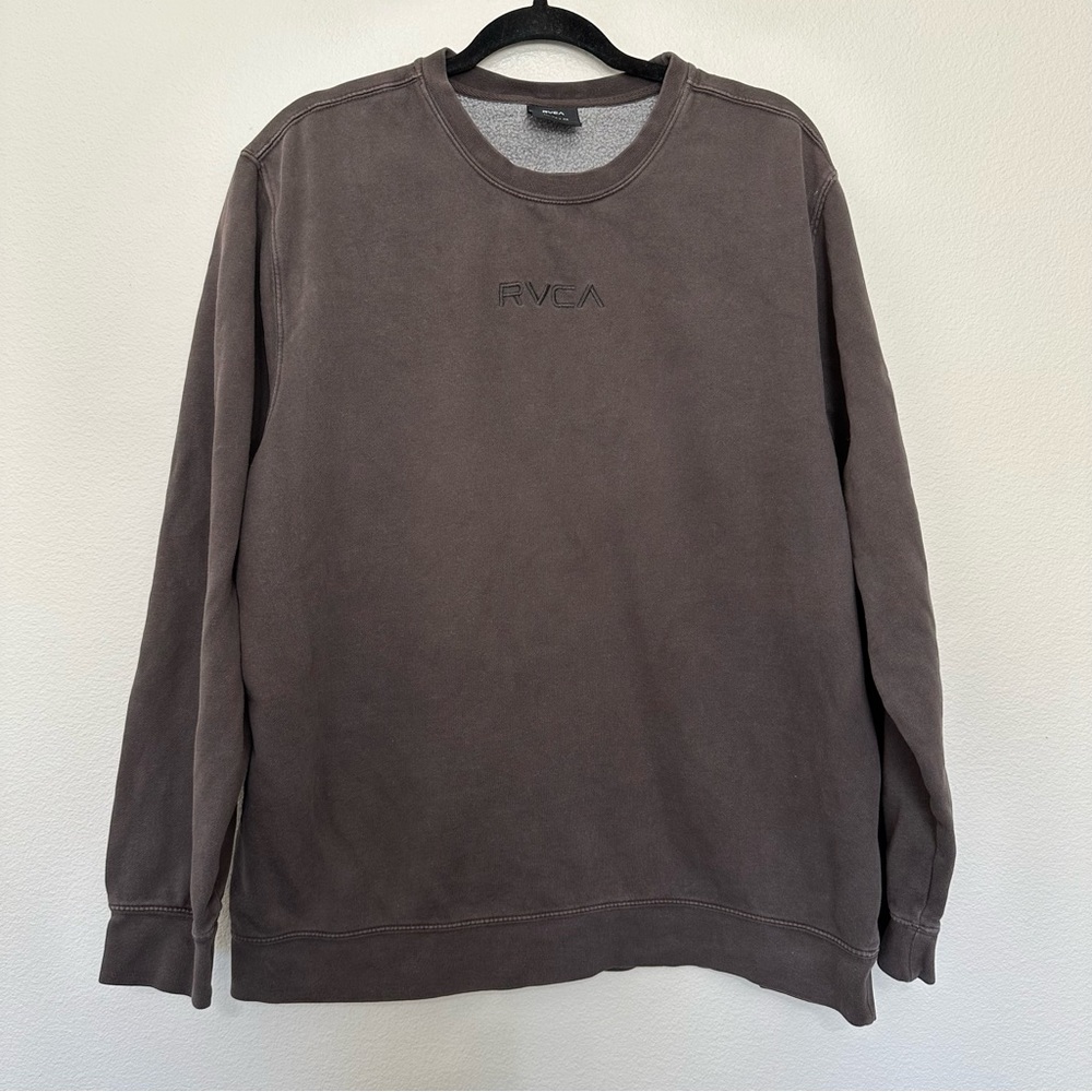 RVCA men’s tonally fleece crewneck sweatshirt graphite charcoal grey size XL